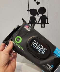 DUDE Wipes - Flushable Wipes Stocking Stuffers - 1 Pack, 48 Wipes - Unscented Extra-Large Adult Wet Wipes - Vitamin-E & Aloe for at-Home Use - Septic and Sewer Safe Fragrance Free 48 Count (Pack of 1) 33 71DlOx8QjwL