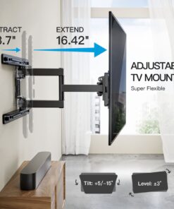 TV Wall Mount Full Motion Articulating Swivel Extension for Most 26-65 Inch Flat Curved TVs with Max VESA 400x400mm up to 88lbs, Wall Mount TV Bracket fits 12,16 inch Wood Stud by Pipishell 29 71DmtlBiG8L
