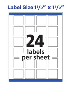 Avery Printable Blank Square Labels, 1.5" x 1.5", Matte White, 600 Customizable Labels (22805) 30 71DmzAvIlpL
