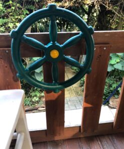 Jungle Gym Kingdom Playground Accessories - Pirate Ship Wheel for Kids Outdoor Playhouse, Treehouse, Backyard Playset Or Swingset - Wooden Attachments Parts (Green) Green Wheel 34 71DnJl2FSbL