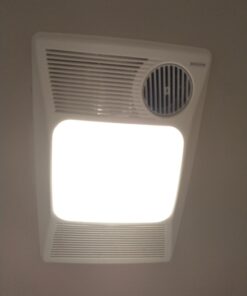 Broan 100HL Bathroom Fan, 100 CFM for 4" Ducts w/100W Max Incandescent Light (Not Included) & Heater - White 20 71Do EVOKXL 2