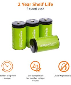 Amazon Basics 4-Pack Rechargeable C Cell NiMH Batteries, 5000 mAh, Recharge up to 1000x Times, Pre-Charged 20 71Do2vsM7bL