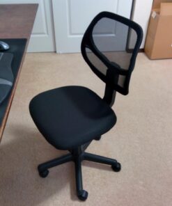 Amazon Basics Low-Back, Upholstered Mesh, Adjustable, Swivel Computer Office Desk Chair, Black, 21.25"D x 22.5"W x 38"H 42 71Doa4VR6YL