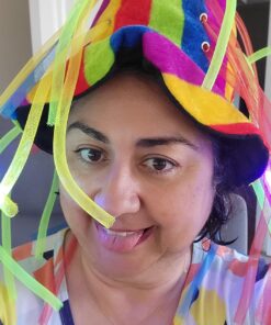 FlashingBlinkyLights Funny Clown Crazy Hat with LED Lights & Noodle Hair 13 71Dpuor2WL