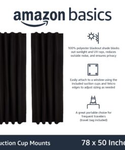 Alternative view of Amazon Basics Portable Window Blackout Curtain Shade with Suction Cups for Travel, 2-Pack, 78"L x 50"W, Black