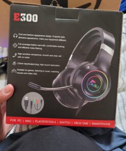 CHAFON E300 Gaming Headset with Noise Cancelling Microphone, Surround Sound Headphones for PS4 PC Xbox One PS5 Controller, Dynamic RGB Wired Headsets for Computer Laptop Mac Nintendo NES Games 37 71Drrc5AemL