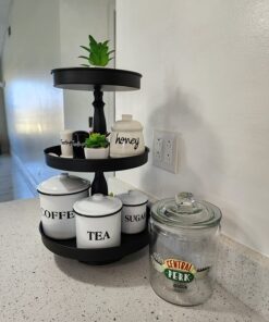 Creative Co-Op Metal Containers with Lids, Coffee, Tea, Sugar (Set of 3 Sizes/Designs) White 27 71DsAJhJKtL