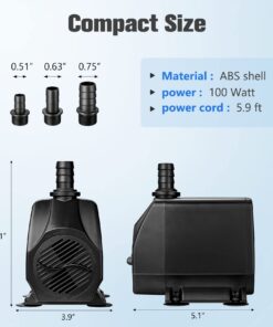 KEDSUM 880GPH Submersible Water Pump(3500L/H, 100W), Ultra Quiet Water Pump with 11.3ft High Lift, Fountain Pump with 5.9 ft Power Cord, 3 Nozzles for Fish Tank, Pond, Aquarium, Hydroponics 24 71Dt2egZMKL