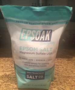 Epsoak Epsom Salt 5 lb Resealable Bulk Bag, Magnesium Sulfate USP. Unscented, Made in The USA, Cruelty-Free Certified 5 Pound (Pack of 1) 21 71DtQ L3hnL