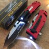 TAC Force Red FIRE Fighter Spring Assisted Open LED Tactical Rescue Pocket Knife 12 71DtiCCu XL