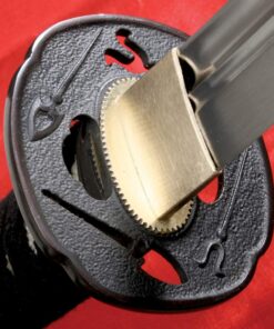 Cold Steel Warrior Series Katana Samurai Sword with Ray Skin Handle, Black Lacquered Wood Scabbard, Black Braid Cord and Brass Menuki, Wakizashi 13 71DtryDGvL