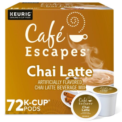 Café Escapes, Chai Latte Tea Beverage, Single-Serve Keurig K-Cup Pods, 72 Count (3 Boxes of 24 Pods) 24 Count (Pack of 3)