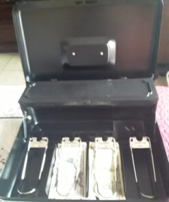 Jssmst Large Locking Cash Box with Money Tray, Lock Box with Security Cable Metal Money Box with Key Lock, Black, CB02304XL Black Key Lock 42 71DueVzSiUL