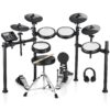 Donner DED-200 Electronic Drum Set, Electric Drum Kit with Quiet Mesh Drum Pads, 2 Cymbals w/Choke, 31 Kits and 450+ Sounds, Throne, Headphones, Sticks, USB MIDI, Melodics Lessons (5 Pads, 4 Cymbals) 3 71DvODlFdZL