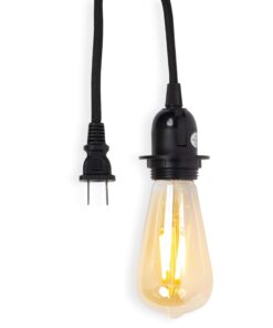 Alternative view of Rustic State Black Fabric Cord Set With Toggle Switch 15 Feet Hanging Pendant Light Fixtures Uses Standard Size E-26 Light Bulb for Industrial Vintage Retro DIY Projects (Black)