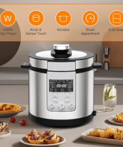 VBGK Pressure Cooker 6.3 Quart, 14-in-1 Electric Pressure Cooker, Knob & Touch Screen Multifunctional Slow Cooker,Sauté,Steamer, Stainless Steel, Keep Warmer, 24H Pre-Set Timer, Autoc Pressure Release Knob Control 18 71Dx0tfjwpL