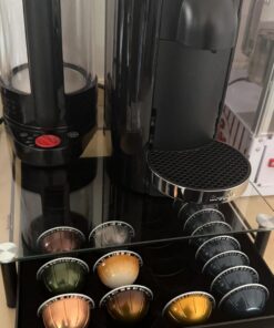 DecoBrothers Crystal Tempered Glass Vertuo Pod Holder Drawer, 24 Large or 48 Small Nespresso Capsule Organizer 48 pcs Capacity Black 42 71DxC4Pl0nL