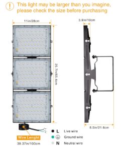 LED Flood Light Outdoor, STASUN 300W 27000lm Outdoor Area Lighting, IP66 Waterproof Exterior Floodlight Commercial Security Light, 5000K Daylight White, 3 Adjustable Heads for Yard, Street,Parking Lot 22 71DznvuLk8L