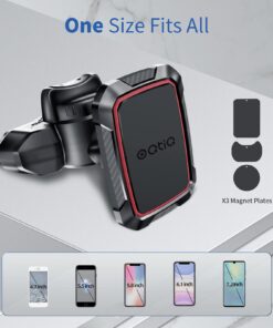 OQTIQ Magnetic CD Phone Car Mount for Car CD Player, CD Slot Car Phone Mount Holder with Built-in 6 Strong Magnets, Compatible with iPhone Samsung Galaxy LG and More Black-Red 32 71E Cjoce6L