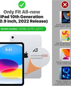 Herize iPad 10th Generation Rugged Protective Case 10.9 Inch with Screen Protector Pen Holder, Handle Shoulder Strap | iPad 10 Case A2757/A2777| Heavy Duty Shockproof | Black 7 71E0XE5 abL