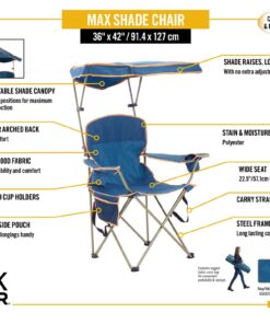 Quik Shade MAX Shade Relaxing Chair With Cup Holders, Foldable, Aluminum, Blue 37 71E1eFZhLEL