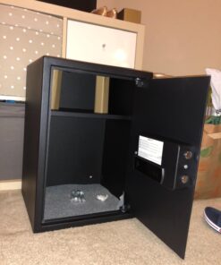 Amazon Basics Steel Home Security Electronic Safe with Programmable Keypad Lock, Secure Documents, Jewelry, Valuables, 1.8 Cubic Feet, Black, 13.8"W x 13"D x 19.7"H 45 71E1oKuF3xL