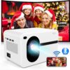 Projector with WiFi and Bluetooth, Wielio Native 1080P 12000L Outdoor Portable Mini Video Movie Projector, Proyector Compatible with iOS/Android/TV Stick/HDMI/USB/AV for Home Theater 12000 Lumens White 8 71E2S2 ZfKL