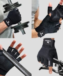 ATERCEL Workout Gloves for Men and Women, Exercise Gloves for Weight Lifting, Cycling, Gym, Training, Breathable and Snug fit Black Large 28 71E2mHxQ9ML