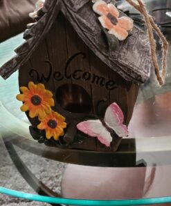 Dawhud Direct Hanging Bird Houses for Outside, Hand-Painted Bird Houses for Outdoors Decorative Birdhouses (Butterfly and Flowers Welcome) Butterfly and Flowers Welcome 31 71E2uiAmzAL