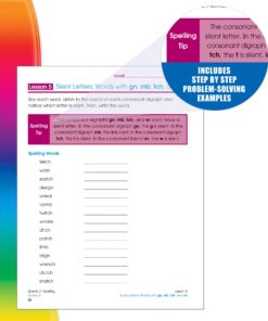 Spectrum Spelling Workbook Grade 4, Ages 9 to 10, 4th Grade Spelling Workbook, Handwriting Practice with Vowels, Diagraphs, Parts of Speech, and ... English Dictionary - 208 Pages (Volume 74) 13 71E2yp1KAJL