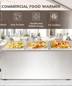 Alternative view of SYBO Commercial Grade Stainless Steel Bain Marie Buffet Food Warmer Steam Table for Catering and Restaurants (3 Sections) 3 Sections