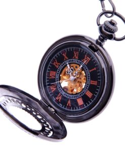 ShoppeWatch Skeleton Mechanical Pocket Watch Wind Up with Chain Mens Steampunk Pocketwatch Reloj de Bolsillo PW33 7 71E3qdFMnqL