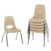 Factory Direct Partners 10363-SD 14" School Stack Chair, Stacking Student Seat with Chromed Steel Legs and Ball Glides for in-Home Learning or Classroom - Sand (6-Pack) 14 inch 9 71E4sc4uzML