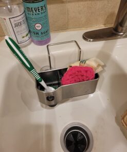 simplehuman Sink Caddy Sponge Holder, Brushed Stainless Steel Full-Size 31 71E5d9ChpyL