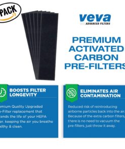 Veva 2 HEPA Air Filters & 6 Carbon Pre-Filters Replacement Filter C Compatible with Germguardian FLT5000/FLT5111 FLT5250PT, AC5000, AC5000E, AC5250PT, AC5350B, AC5350BCA, AC5350W, AC5300B 21 71E5rLfGEUL