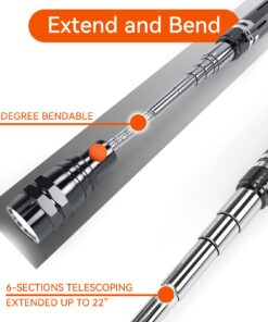 LED Magnetic Pickup Tools, Christmas Gifts for Men, Telescoping Magnetic Flashlights with Extendable Magnet Stick, Stocking Stuffers for Men, Dad, Husband, Craftsman and Mechanic, Black Black Magnetic Tool 12 71E5rtmxhyL