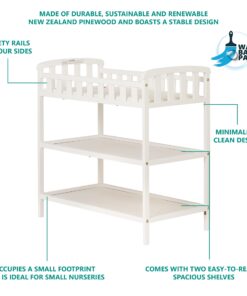 Dream On Me Emily Changing Table In White, Comes With 1" Changing Pad, Features Two Shelves, Portable Changing Station, Made Of Sustainable New Zealand Pinewood 26 71E6DHB7f L