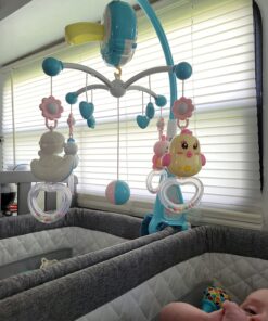 Baby Musical Crib Mobile with Timing Function Projector Lights,Stand-Along Rattles and 150 Melodies Music Box with Remote Control for Newborn 0-24 Months Blue 42 71E6jbdDL