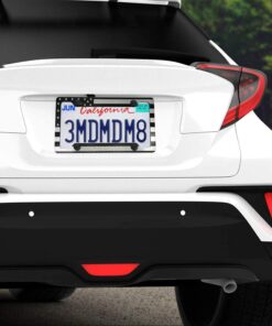 Aootf American Flag License Plate Frames- Patriotic USA Car Tag Cover, 2 Pack 4 Hole Thin Matte Black Brushed Aluminum Plastic Composite Holder for Front/Rear, Screws Caps with Blue Line Decal 16 71E7XrwD zL