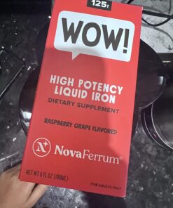NovaFerrum Wow | 125 High Potency Liquid Iron Supplement | Liquid Iron for Adults | Iron Deficiency | 125mg of Iron Per 5mL Dose | Vegan Verified | Gluten Free Certified | Sugar Free 6 Fl Oz (Pack of 1) 24 71E8VN9CcXL