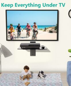 WALI Floating Entertainment Center Shelves, Holds Up to 17.6lbs, TV Shelf with Strengthened Tempered Glasses for DVD Players, Cable Boxes, Games Consoles, TV Accessories (CS201B), 1 Shelf, Black 1-Shelf 24 71EAB66yUmL