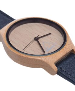 Luno Wear Hana, Women's Wood Watch, Bamboo, Genuie Leather Black 10 71EAJs C8L