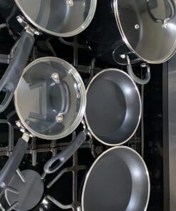 Cook N Home Pots and Pans Nonstick Kitchen Cookware Sets include Saucepan Frying Pan Stockpots 8-Piece, Heavy Gauge, Stay Cool Handle, Black 20 71EAepdusDL