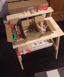 Melissa & Doug Solid Wood Project Workbench Play Building Set - STEAM Toy, Wooden Kids Work Bench, Toy Tool Bench 39 71EAjMqsuL