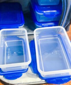 ThinkFit Insulated Meal Prep Lunch Box with 6 Food Portion Control Containers - BPA-Free, Reusable, Microwavable, Freezer Safe - With Shaker Cup, Pill Organizer, Shoulder Strap & Storage Pocket (Blue) Blue 65 71EB ia7DL