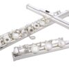 Glory HAND-ENGRAVED SILVER PLATED HIGH GRADE FLUTE 17 Hole OPEN/CLOSED C Flute With Case, Tuning Rod and Cloth and Gloves,HIGH GRADE HAND ENGRAVED 17 Open Hole Flower 23 71EBCvVzLmL