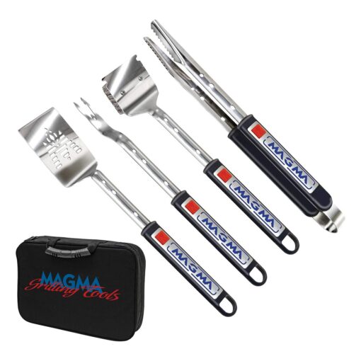 Magma Products, 5 Piece Telescoping Grill Tools Set, A10-132T, Silver