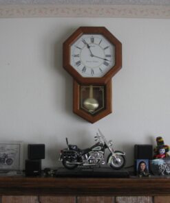 Seiko Light Oak Traditional Schoolhouse Wall Clock with Chime & Pendulum 26 71ECStm8rCL 4