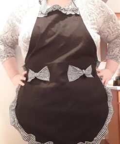 Hyzrz Cute Retro Lovely Vintage Ladies Kitchen Flirty Vintage Aprons for Women Girls with Pockets for Mothers Day Gift (Black) Black 23 71ECqCuqAL