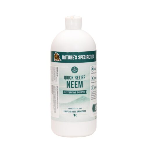 Nature's Specialties Quick Relief Ultra Concentrated Dog Neem Shampoo for Pets, Makes up tp 2 Gallons, Natural Choice for Professional Groomers, Helps Relieve Itching, Made in USA, 32 oz